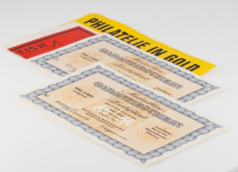 PLAKETTER, 2 st, guld, Tyskland, 1900-talets andra hälft, vikt 20 g.