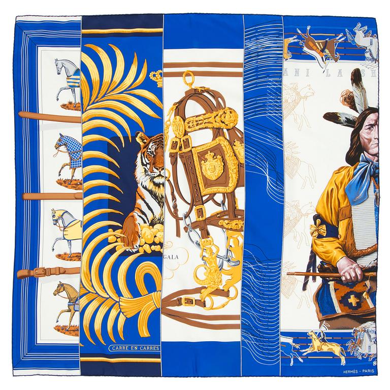 HERMÈS, a silk scarf, "Carré en Carrés".