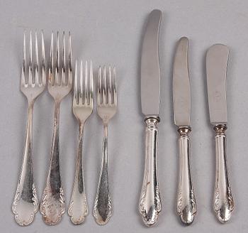 PARTI BESTICKUPPSÄTTNING, silver, 1800/1900-tal. 2934 g.