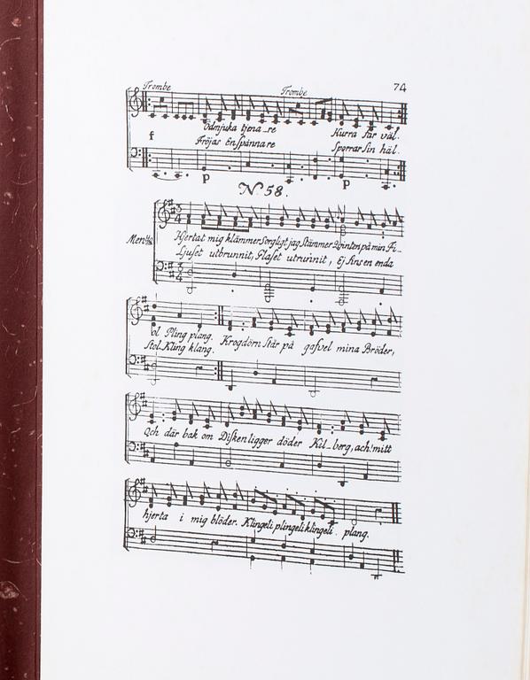 PETER DAHL, KASSETTER, 2 st samt 4 st färglitografier. "Fredmans Epistlar, Carl Bellman".