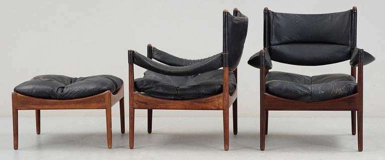 FÅTÖLJER OCH FOTPALL, ett par + 1, "Modus", Christian Vedel, Danmark, Sören Willadsen Möbelfabrik, 1960-tal.