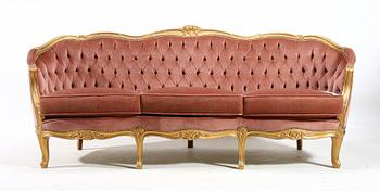 SALONGSGRUPP, 3 delar, rokokostil, 1900-tal.