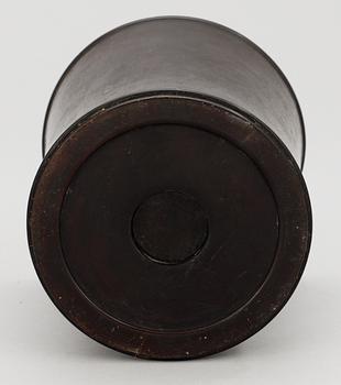 A Chinese 20th cent hardwood brush pot.