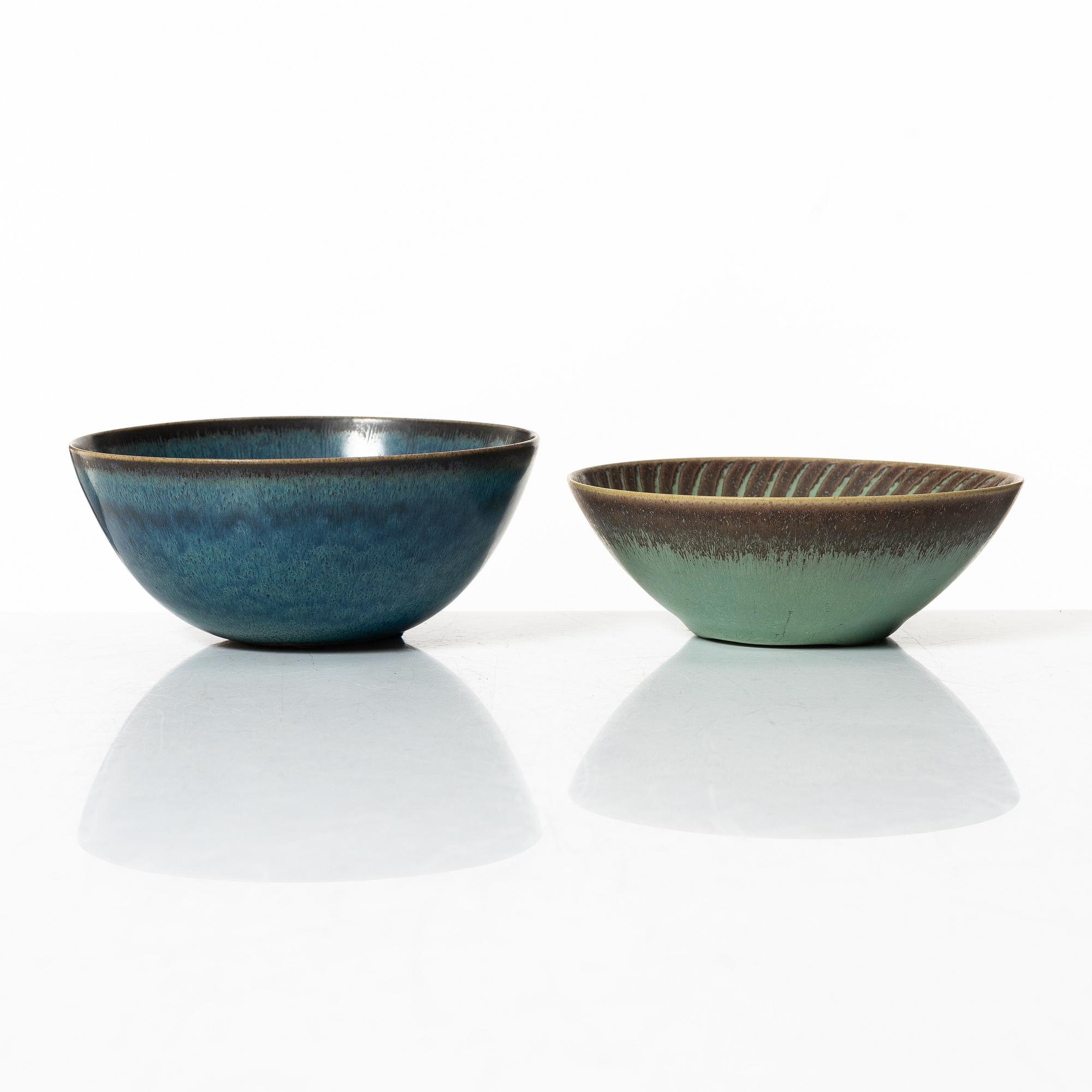 Stig Lindberg, two stoneware bowls, Gustavsberg Studio 1963-64.