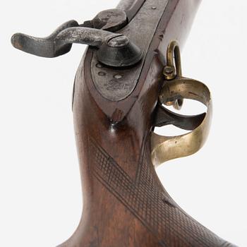 AN ENGLISH PERCUSSION LOCK SHOTGUN 1850-1880.