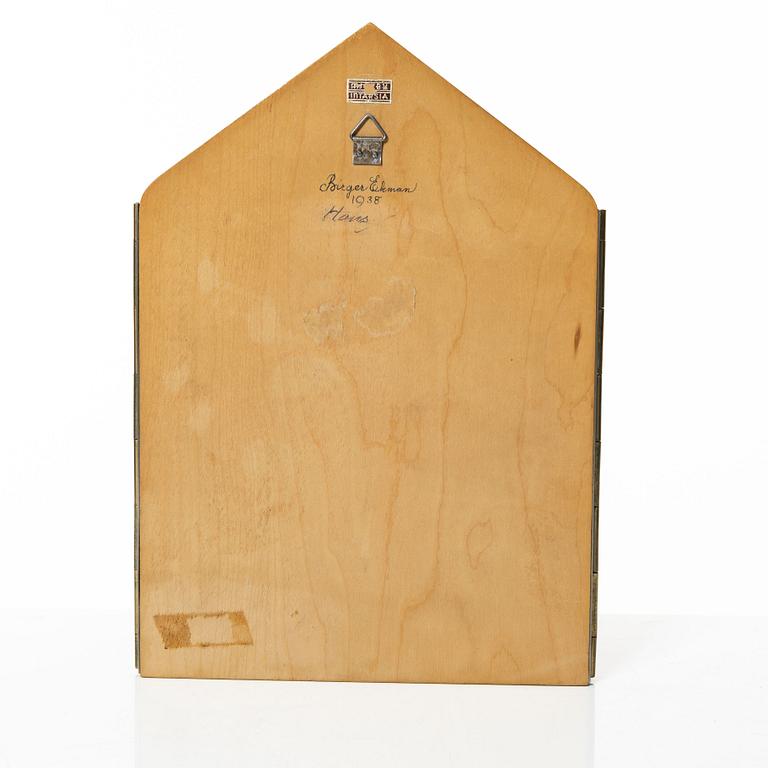 Birger Ekman, wall-mounted plaque, Mjölby Intarsia, Sweden, 1938.