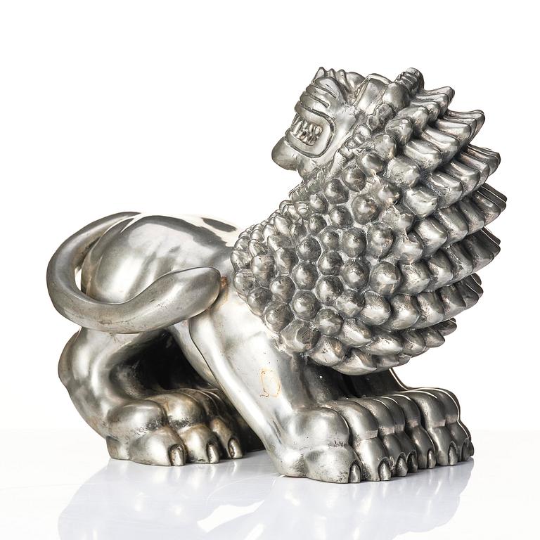 Anna Petrus, a pewter sculpture of a lion, Firma Svenskt Tenn, Stockholm, mid-20th century.