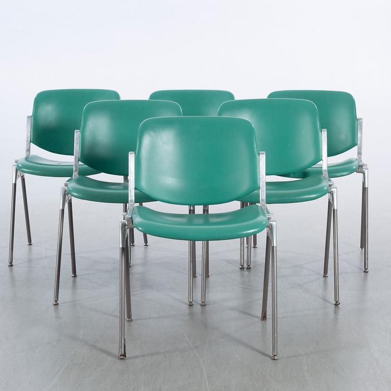 GIANCARLO PIRETTI, a set of 6 chairs by Giancarlo Piretti for Castelli Italy.