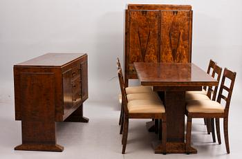 MATSALSMÖBEL, 9 delar, art deco, 1900-talets första hälft.