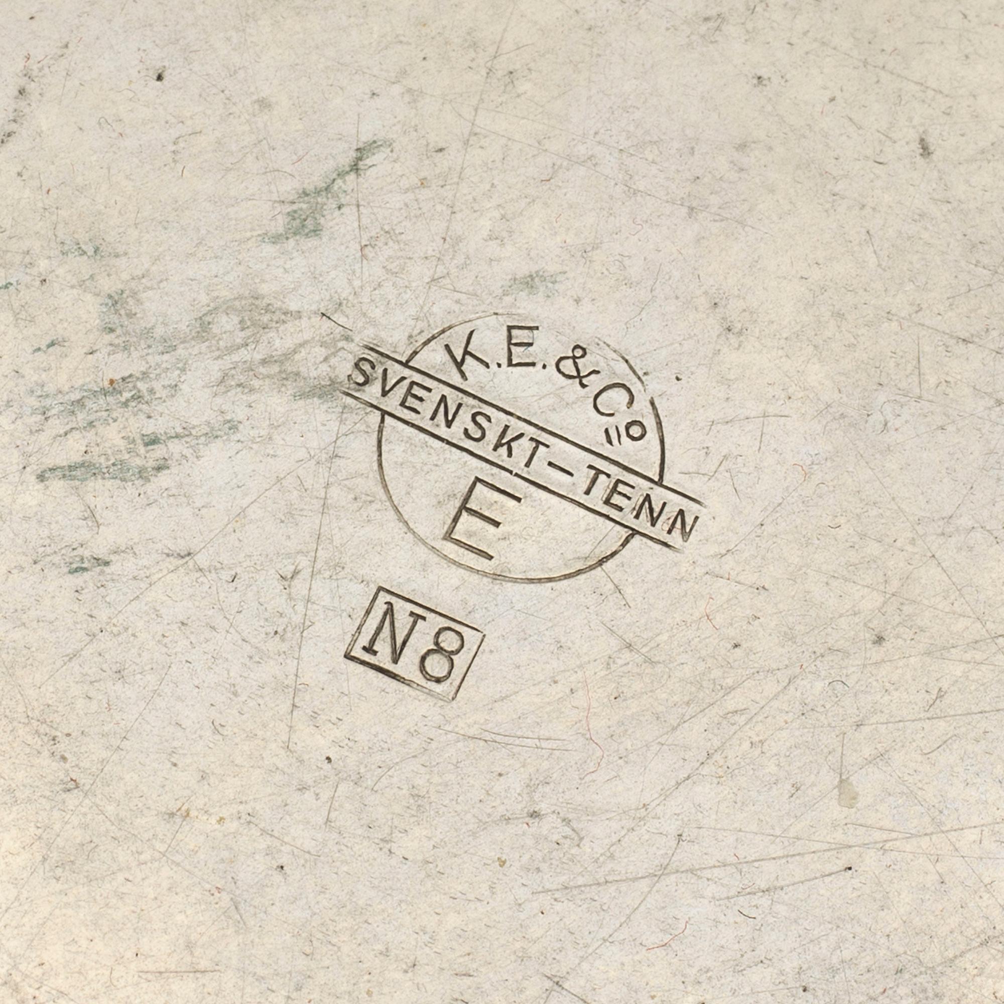 KURT EK & CO, ask för spelmarker, tenn, Stockholm, 1939.