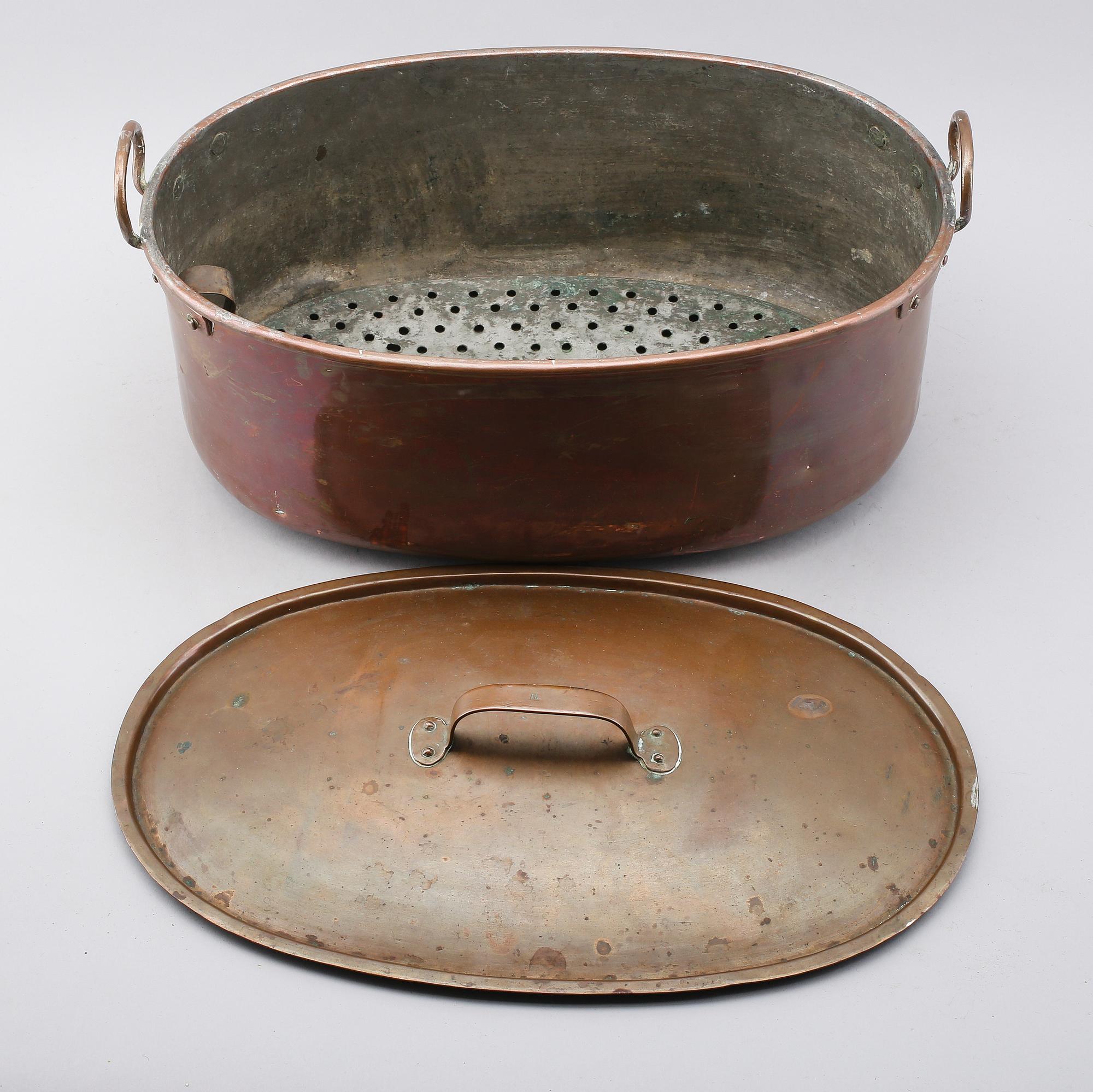 FISKKITTEL, koppar, omkring år 1900.