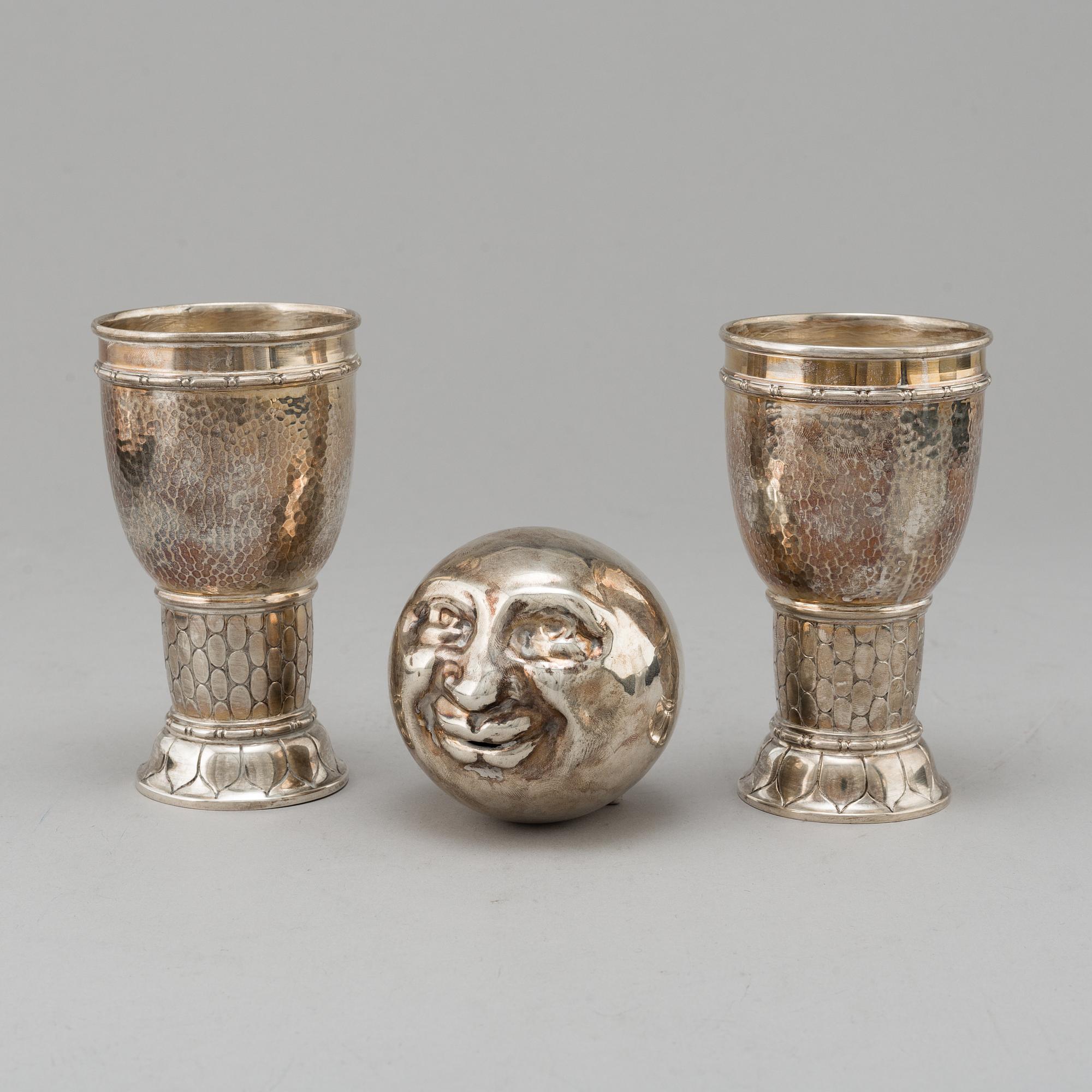 Three silver items from G. Keller, Paris, France and Germany, 20th Century.