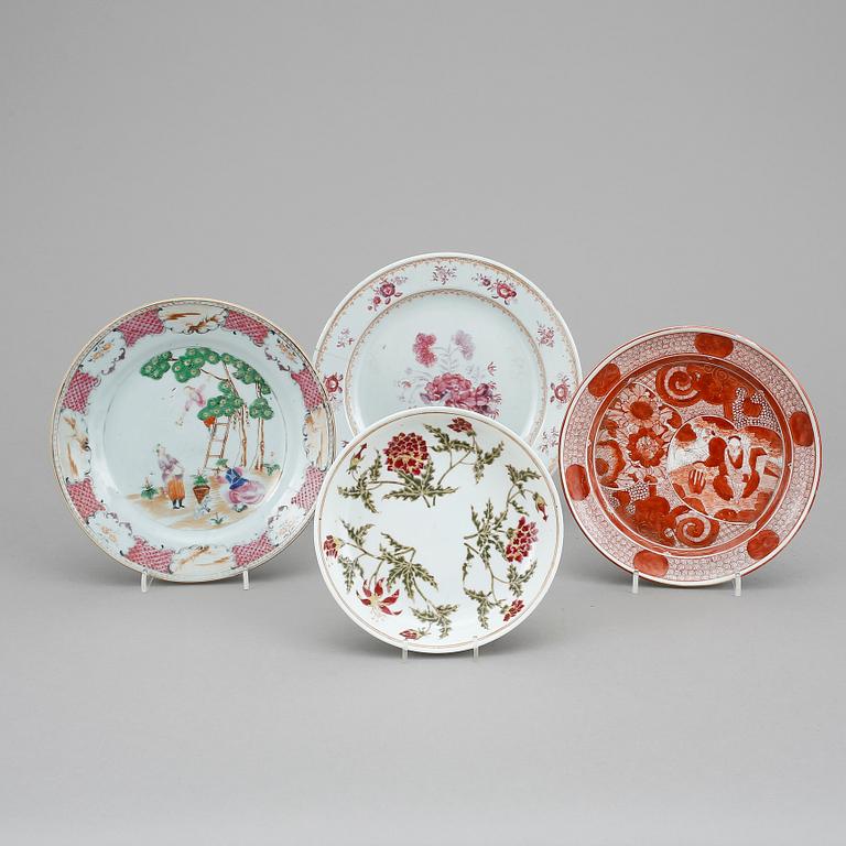 TALLRIKAR, 4 st, porslin, Kina & Japan, 1700-1900-tal.