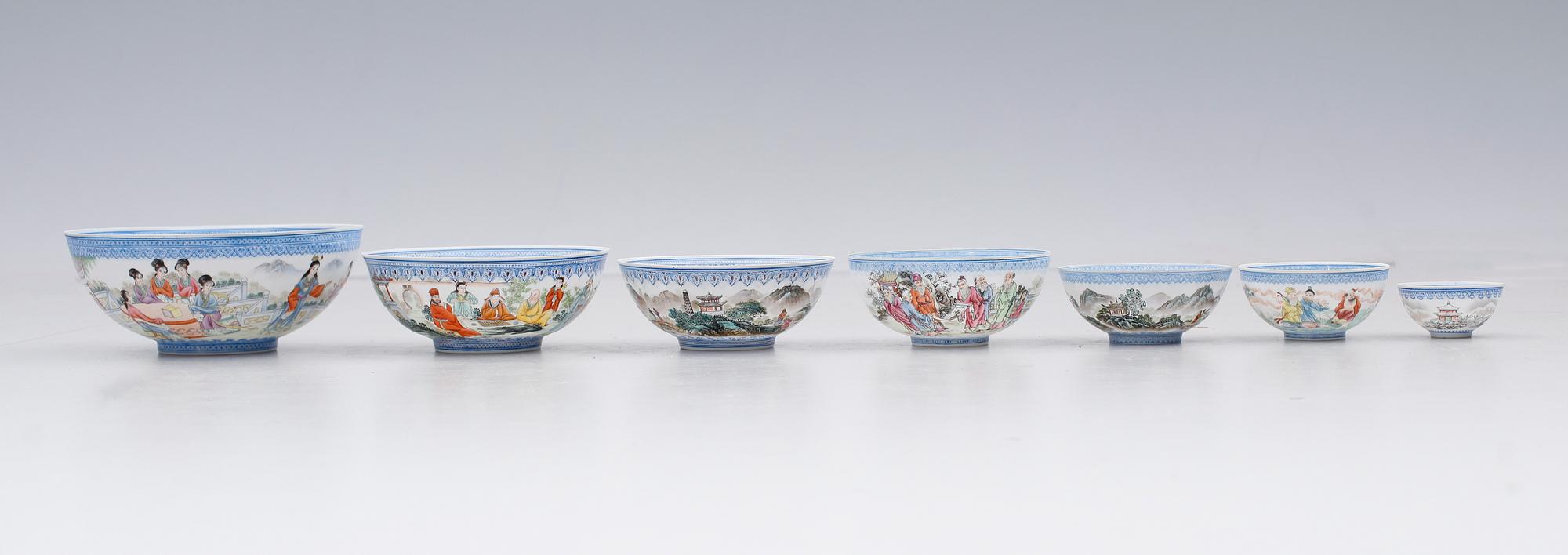 SKÅLAR, äggskalsporslin, Kina, 1900-tal.