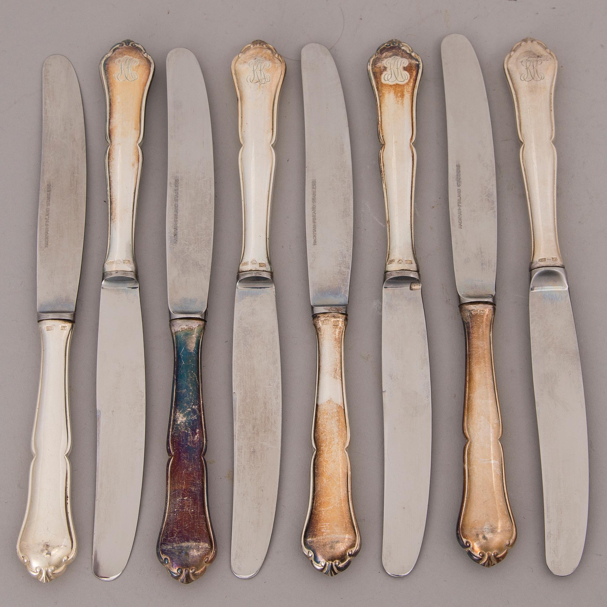 An 58-piece Finnish Chippendale silver cutlery set, Kultateollisuus Oy, Turku and Kultakeskus, Hämeenlinna, 1952-64.