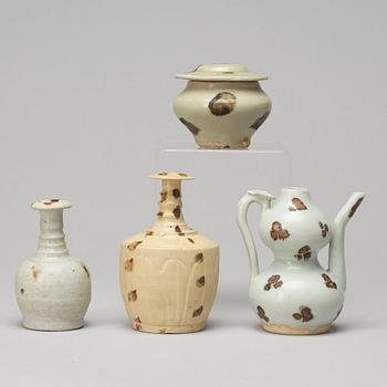 Two vases, a ewer and a jar with cover, possibly Yuan Dynasy.