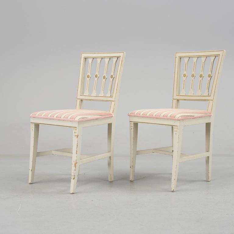 A pair of Swedish Gustavian chairs by Anders Andersson, signed AAS, Lindome from around year 1800.