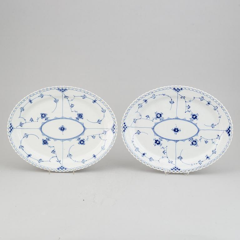 Two full lace oval platters, "Musselmalet" from Royal Copenhagen,