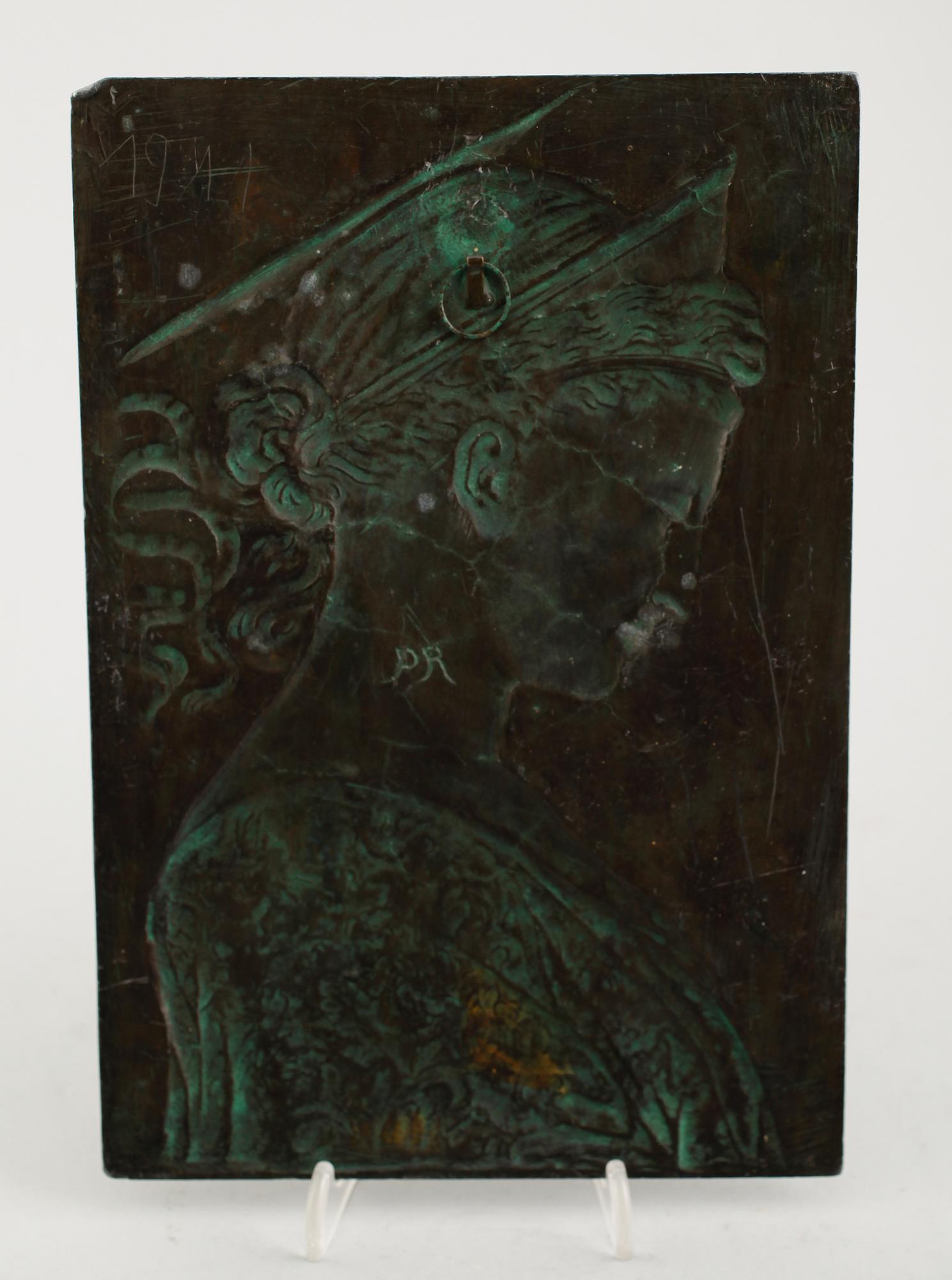 VÄGGRELIEF, brons, signerad PR, 1900-talets första hälft.