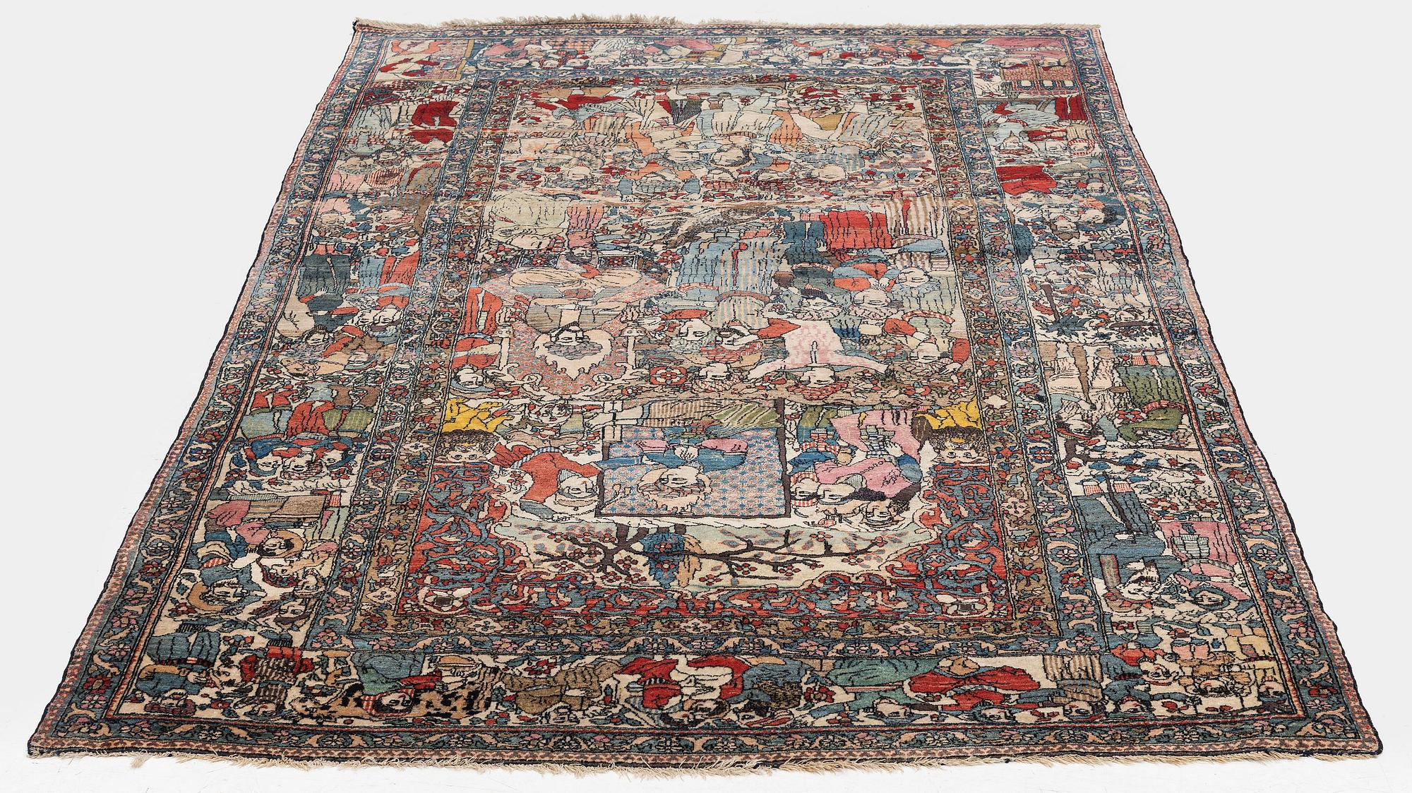 An antique Isfahan carpet, Central Persia, c. 260 x 138 cm.