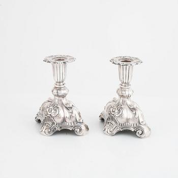 K Anderson, candlesticks, a pair, silver, Rococo style, Stockholm 1940.