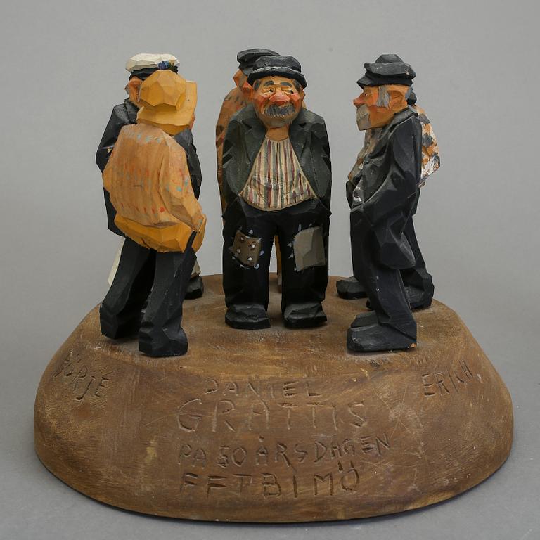 PARTI TRÄSKULPTURER, 15 st (9+6), trä, bl.a Bengt Råsten, 1900-tal.