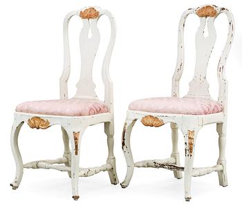 466. A pair of Swedish Rococo 18th Century chairs.