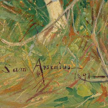 SAMUEL (SAM) ARSENIUS, olja duk, signerad och daterad 1891.