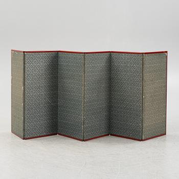 Vikskärm med träsnitt, okänd konstnär, Japan, 1900-tal.