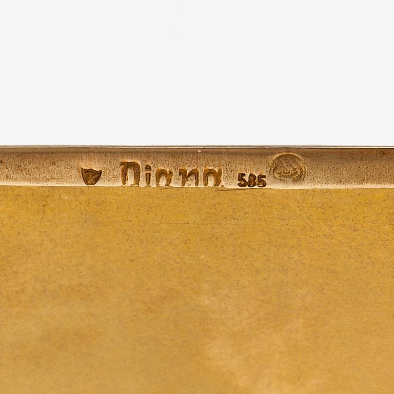 A 14K gold cigarette case. Marked Diana.