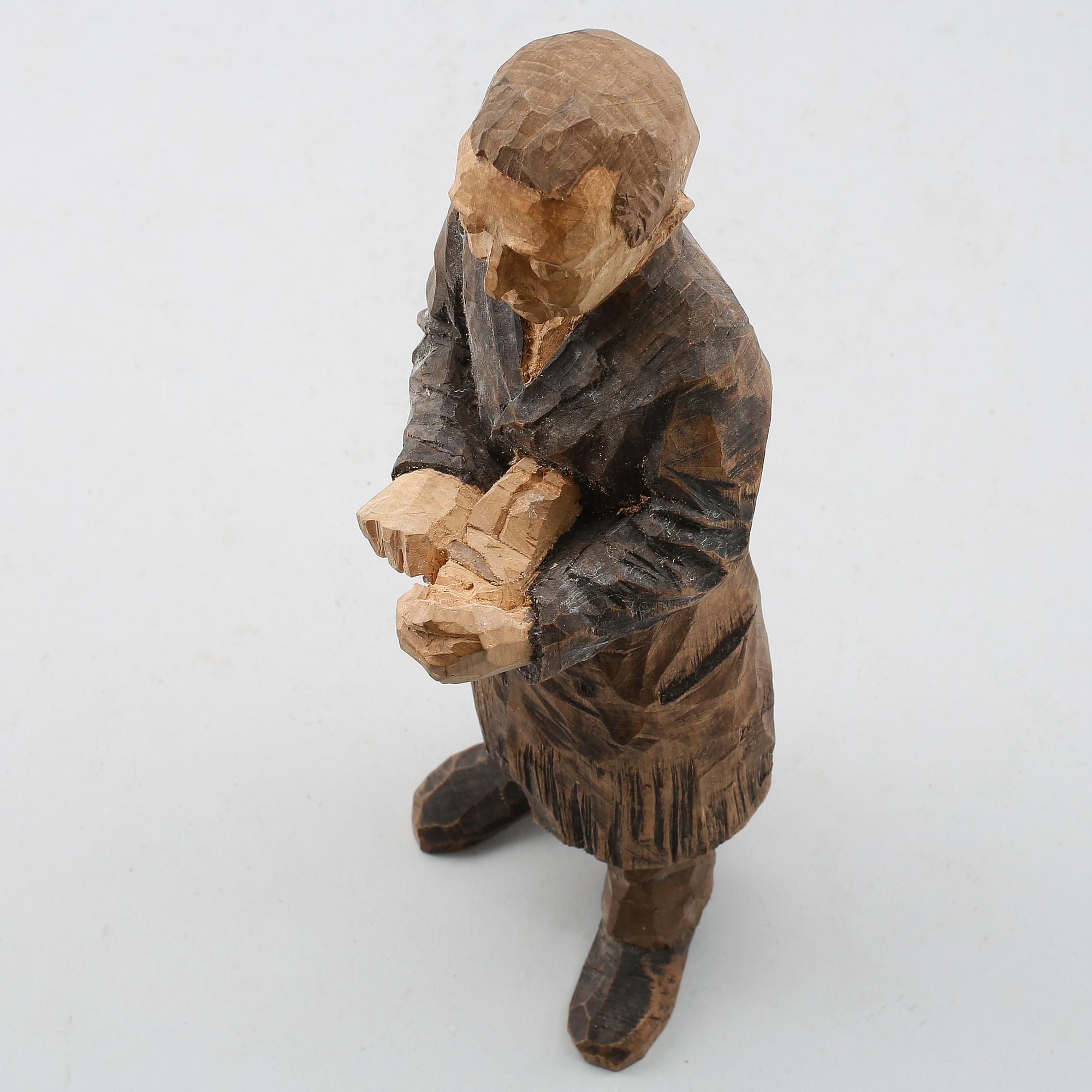 SKULPTUR, snidat trä, signerad Otto Jansson i blyerts.