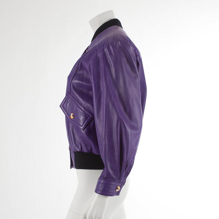 ESCADA, a purple leather jacket, size 38.