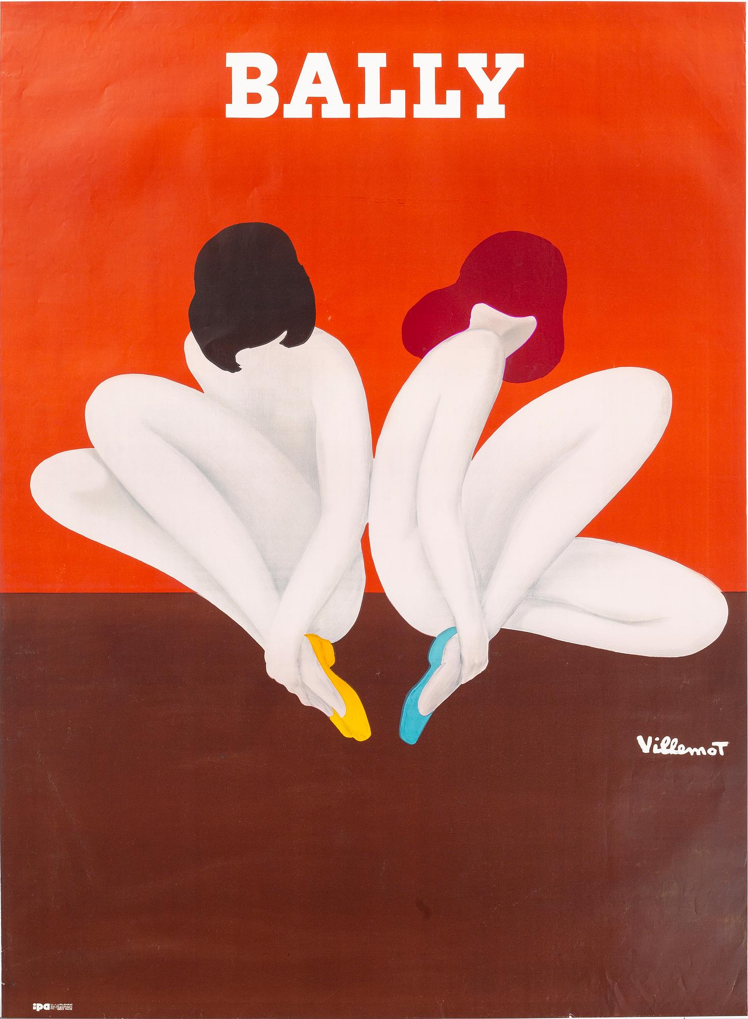 BERNARD VILLEMOT, a vintage poster, 'Bally Lotus', ipa, 1974.