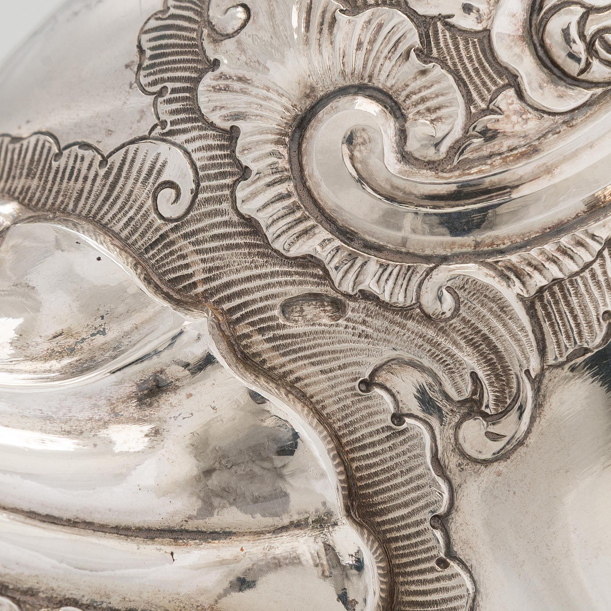 Kaffe- och teservis, 4 delar, silver, rokoko, Portugal, 1780-tal, olika silversmeder.
