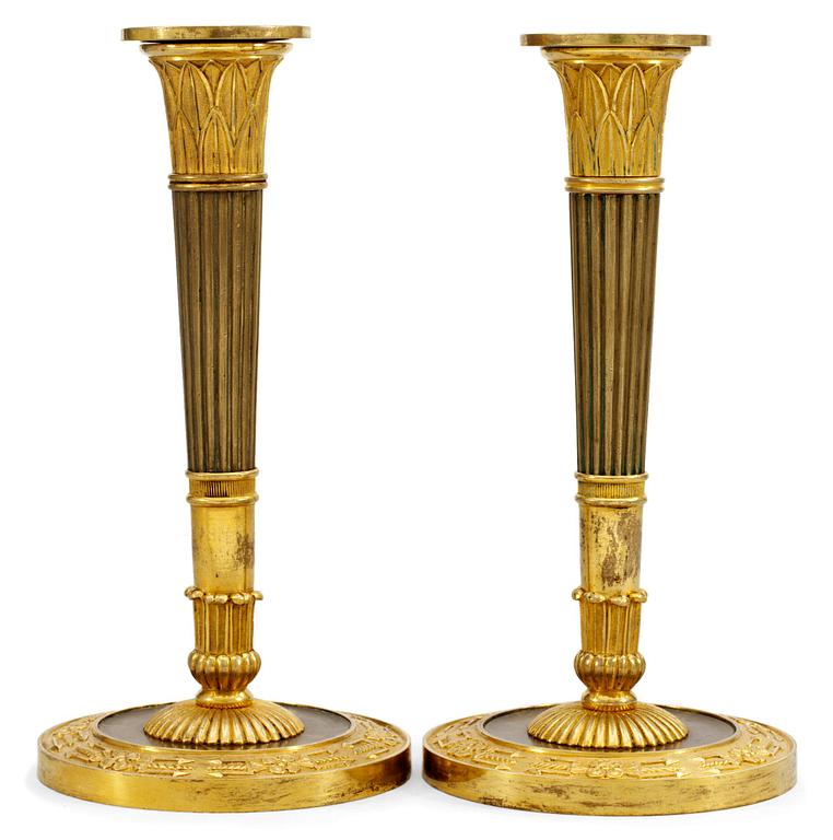 A pair of Empire candlesticks.