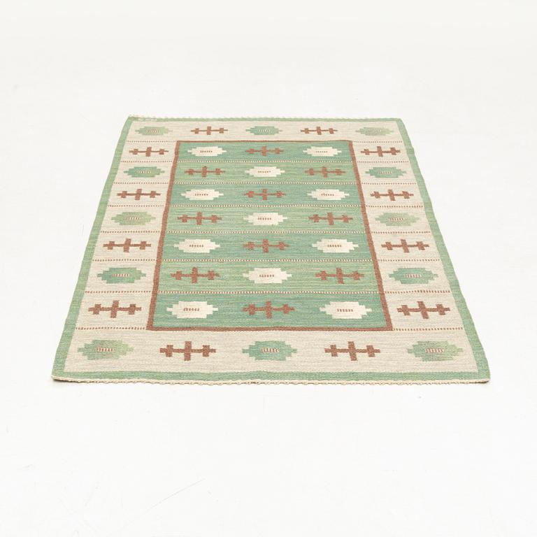 Anna-Greta Sjöqvist, a flat weave rug, signed AGS, c. 221 x 149 cm.