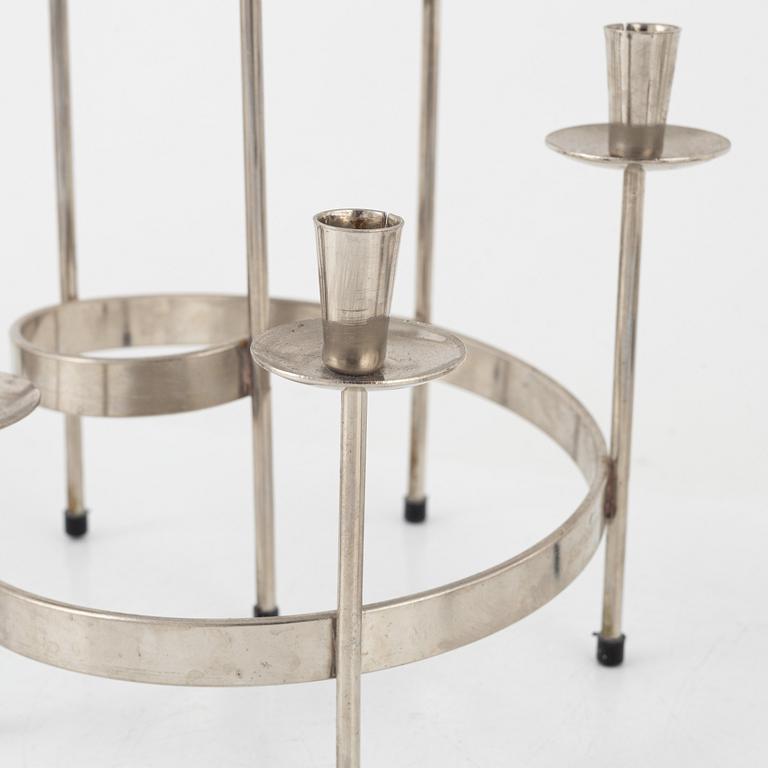 Harry Boström, kandelabrar, 4 st, vitmetall, 'Spiral', Bo Svensk.