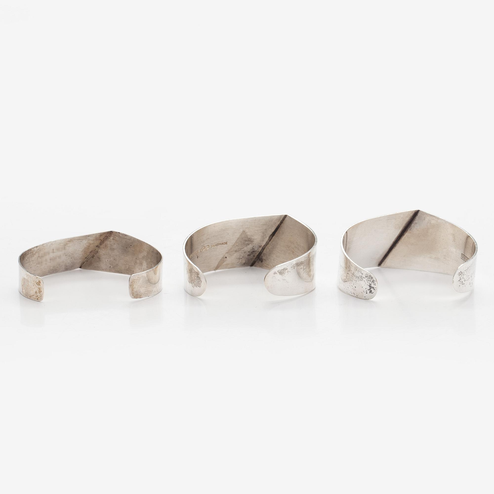 Pekka Piekäinen, bracelets, 3 pcs, silver, Platinoro, 1986-2007.