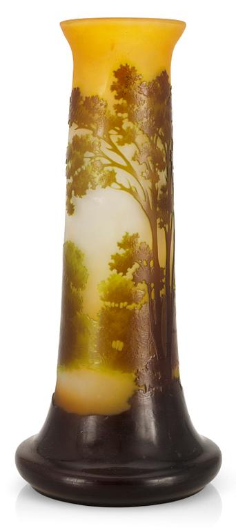 An art nouveau Emile Gallé glass vase, Nancy, France.