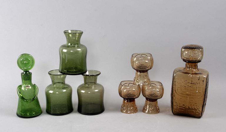 PARTI GLAS, 9 delar, Erik Höglund, Boda glasbruk.