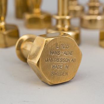 16 brass candlesticks, Hans Agne Jakobsson, Markaryd.