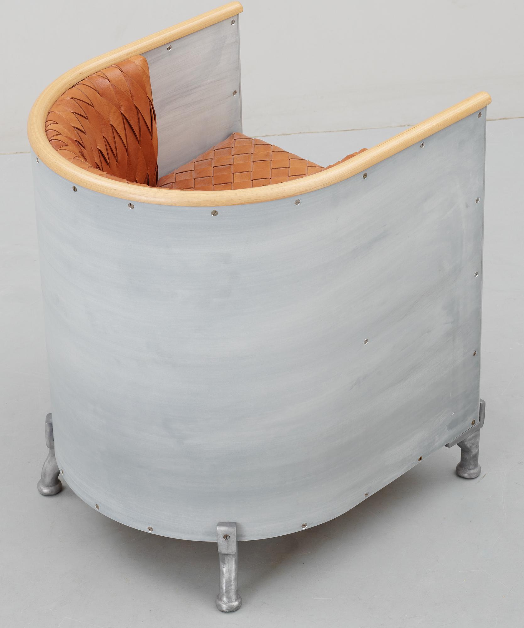 MATS THESELIUS, fåtölj, "Aluminiumfåtölj", Källemo AB, Värnamo ca 1990.