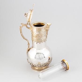 A French Renaissance-style parcel-gilt silver wine-jug, French export mark, after 1879.