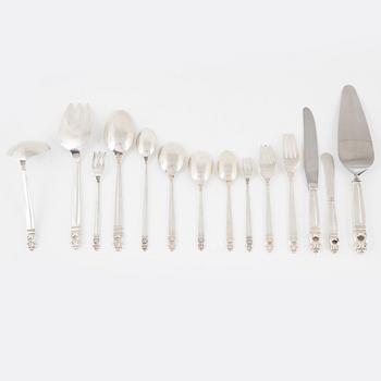 Cutlery set, "Royal Danish", sterling silver. The International Silver Company (1898–1983), Meridan, Connecticut (95 pc).