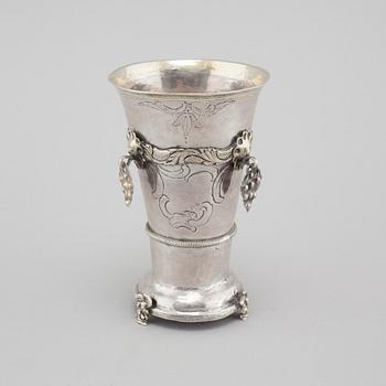 An 18th century silver goblet with no markings.