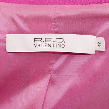 RED VALENTINO, a hot pink wool blend jacket. Size 42.