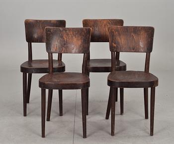STOLAR, 4 st, Thonet, etikettmärkta, 1900-talets första hälft.