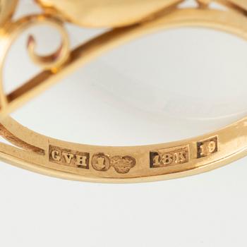 Armband och ring, 18K guld med cabochonslipade ametister.