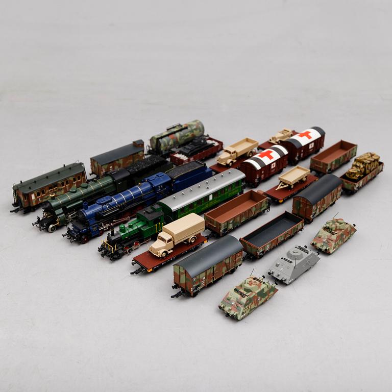 SAMLING MODELLTÅGSDELAR, 23 delar, Liliput, Österrike.