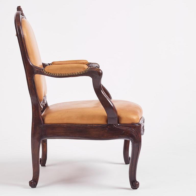 A Swedish Rococo armchair by J Mansnerus master 1756-79.